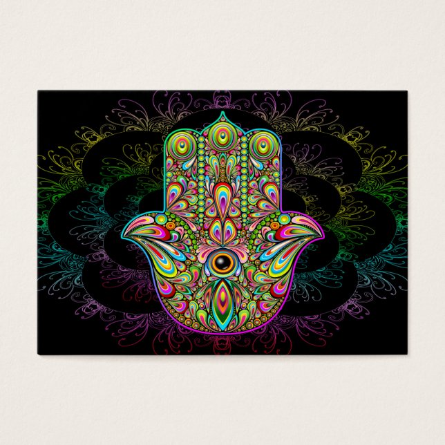 Hamsa Hand Psychedelic Visitekaartje (Voorkant)