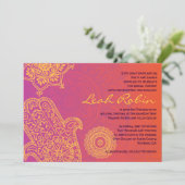 HAMSA HAND Red Oranje Baby Naming Invitation Kaart (Staand voorkant)