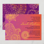 HAMSA HAND Red Oranje Baby Naming Invitation Kaart (Voorkant / Achterkant)