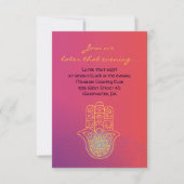 HAMSA HAND Red Sinaasappel Bat Mitzvah Party Card Kaart (Voorkant)
