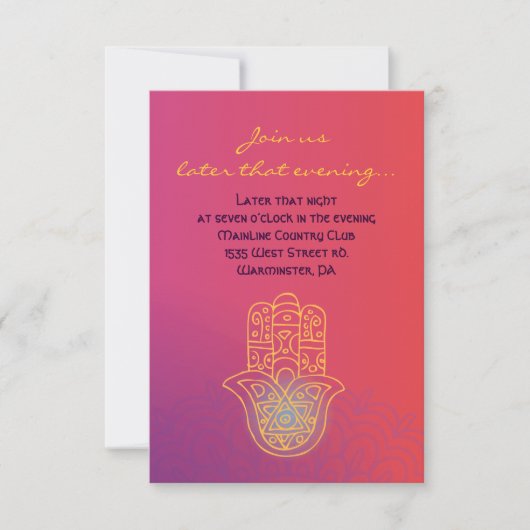 HAMSA HAND Red Sinaasappel Bat Mitzvah Party Card Kaart (Voorkant)