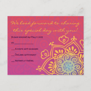HAMSA HAND Red Sinaasappel Bat Mitzvah Reply Card RSVP Kaartje