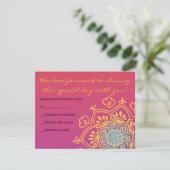 HAMSA HAND Red Sinaasappel Bat Mitzvah Reply Card RSVP Kaartje (Staand voorkant)