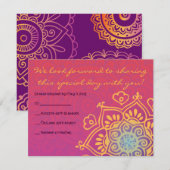 HAMSA HAND Red Sinaasappel Bat Mitzvah Reply Card RSVP Kaartje (Voorkant / Achterkant)