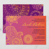 HAMSA HAND Red Sinaasappel Bat Mitzvah Uitnodiging (Voorkant / Achterkant)