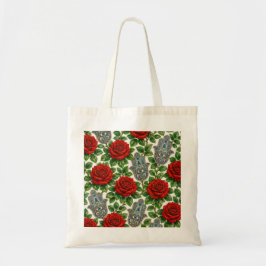 Hamsa Hand & Rode Rozen Boosaardig Oog Botanisch P Tote Bag
