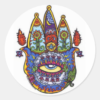 Hamsa Hand. Ronde Sticker