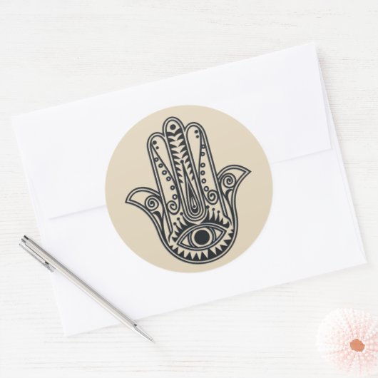 Hamsa Hand Ronde Sticker (Envelop)