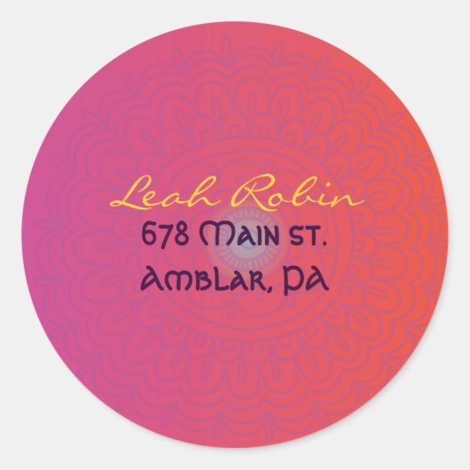 HAMSA HAND Rood Sinaasappel Retouradres Sticker (Voorkant)