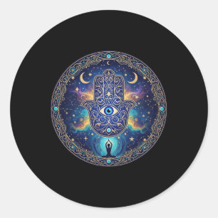Hamsa-hand sieradenschutz amulet tegen het boze oo ronde sticker