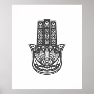 Hamsa hand spirituele geometrische boze oogmeditat poster