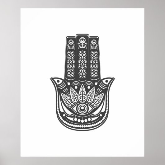 Hamsa hand spirituele geometrische boze oogmeditat poster (Voorkant)