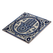 Hamsa Hand Symbool - Blauwe en Witte Hand van Fati Tegeltje (Zijkant)
