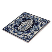 Hamsa Hand Symbool - Blauwe en Witte Hand van Fati Tegeltje (Zijkant)