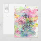 HAMSA Hand Symbool Kleurrijke Waterverf Briefkaart (Voorkant / Achterkant)