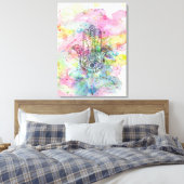 HAMSA Hand Symbool Kleurrijke Waterverf Canvas Afdruk (Insitu (Slaapkamer))