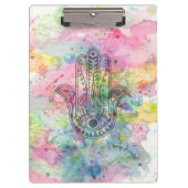HAMSA Hand Symbool Kleurrijke Waterverf Klembord (Voorkant)