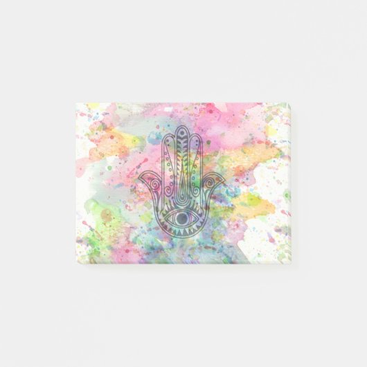 HAMSA Hand Symbool Kleurrijke Waterverf Post-it® Notes (Voorkant)