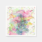 HAMSA Hand Symbool Kleurrijke Waterverf Servetten (Voorkant)