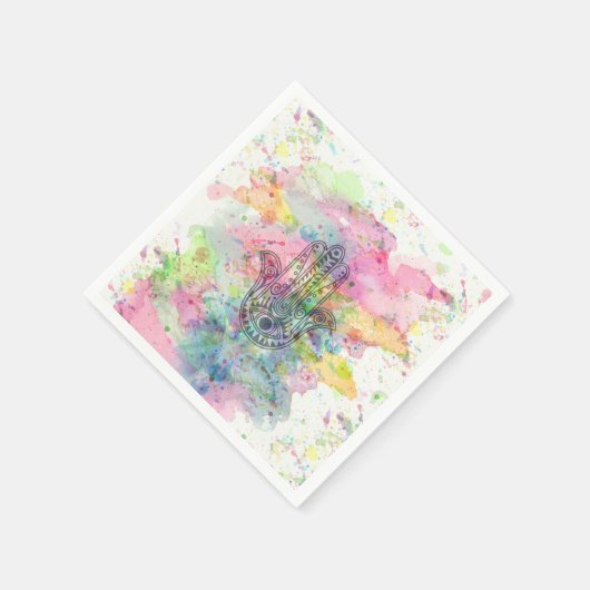 HAMSA Hand Symbool Kleurrijke Waterverf Servetten (Hoek)