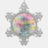 HAMSA Hand Symbool Kleurrijke Waterverf Tin Sneeuwvlok Ornament (Voorkant)
