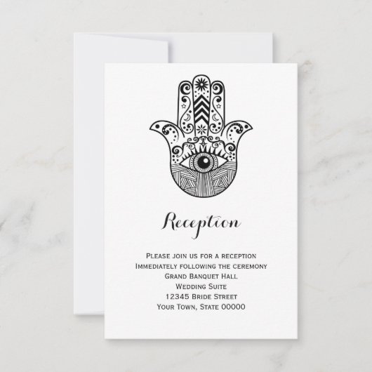 Hamsa hand Trouwreceptie Info Kaart (Voorkant)