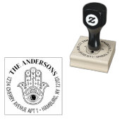 Hamsa Hand van Fatima Boze Oog Retouradres Zelf- Rubberstempel (Gestempeld)
