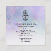 *~* Hamsa Hand van Fatima - Craters van Moon Yoga Vierkante Visitekaartje (Achterkant)