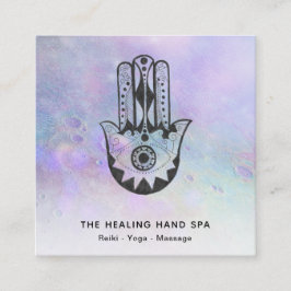 *~* Hamsa Hand van Fatima - Craters van Moon Yoga Vierkante Visitekaartje