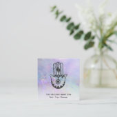 *~* Hamsa Hand van Fatima - Craters van Moon Yoga Vierkante Visitekaartje (Staand voorkant)