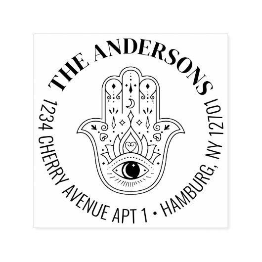 Hamsa Hand van Fatima Evil Eye Retouradres Zelfinktende Stempel (Design)