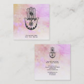 * Hamsa hand van Fatima kraters van Moon Peach Vierkante Visitekaartje (Voorkant / Achterkant)