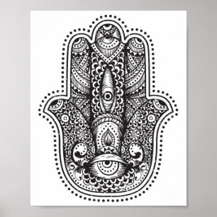 Hamsa Hand van Fatima Oriëntaals Islamitisch Symbo Poster