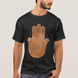 Hamsa Hand van Fatima print Vervaagd bruin schets T-shirt