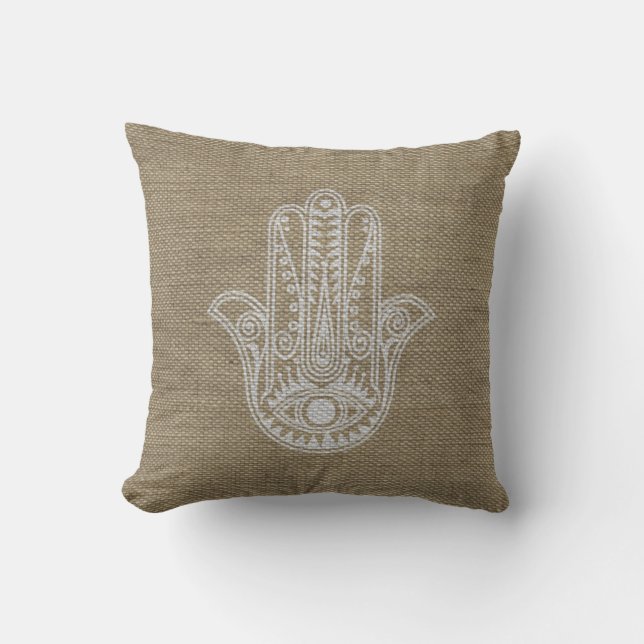 HAMSA Hand van Fatima symbool amulet Kussen (Voorkant)