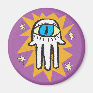 Hamsa Hand van God Goud en Paarse Magneet