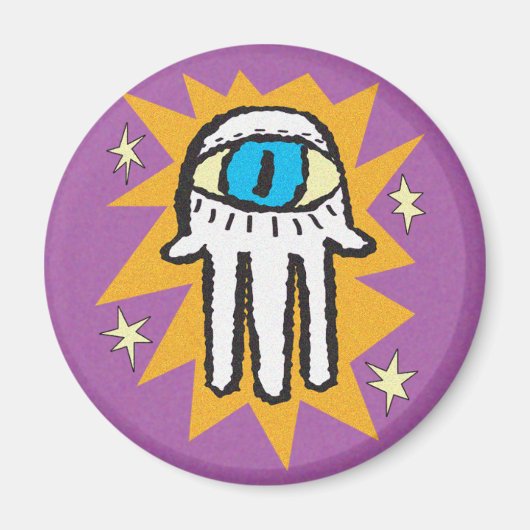 Hamsa Hand van God Goud en Paarse Magneet (Voorkant)