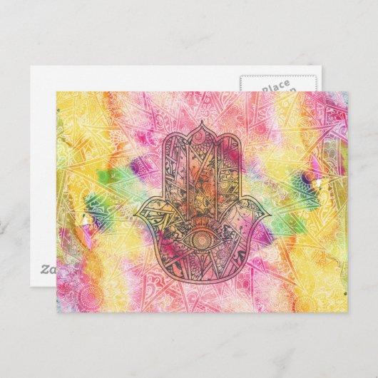 HAMSA Hand van het Fatimasymbool amulet Henna flor Briefkaart (Voorkant / Achterkant)