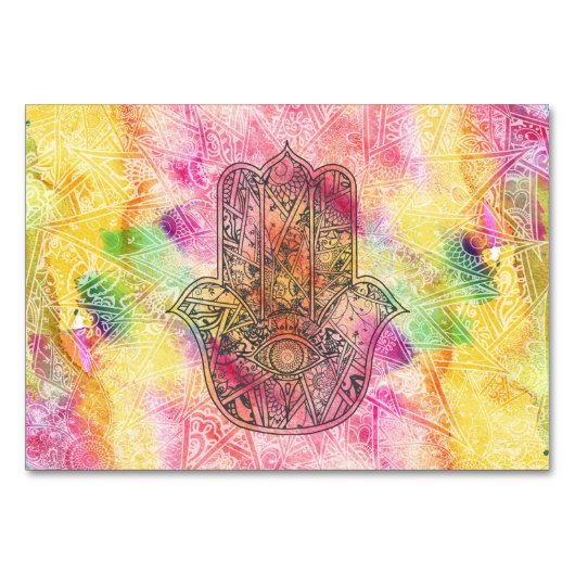 HAMSA Hand van het Fatimasymbool amulet Henna flor Kaart (Voorkant)