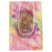 HAMSA Hand van het Fatimasymbool amulet Henna flor Medium Cadeauzakje (Achterkant)