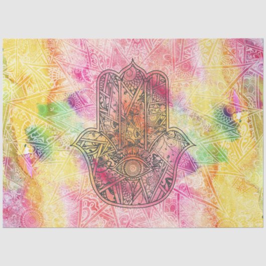 HAMSA Hand van het Fatimasymbool amulet Henna flor Tissuepapier (Voorkant)