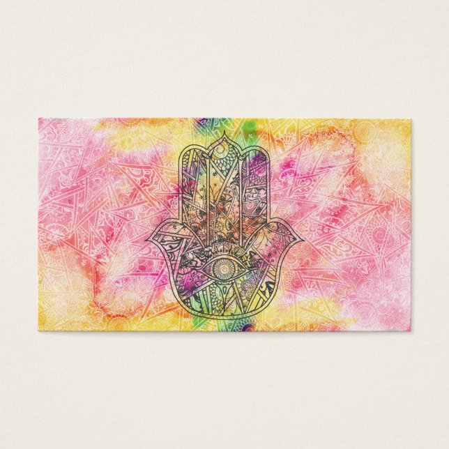 HAMSA Hand van het Fatimasymbool amulet Henna flor Visitekaartje (Voorkant)
