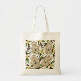 Hamsa Hand & Vanilla Orchid Boze Oog Botanisch Tote Bag