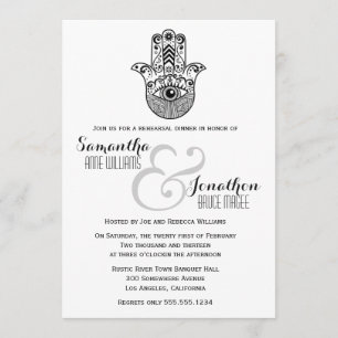 Hamsa Hand Wedding Reheasal Dinner Invite Kaart