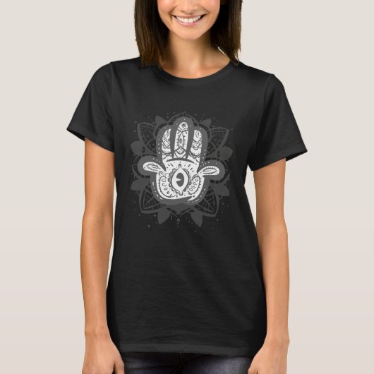 Hamsa Hand Womens Henna Style Tattoo Fun T-shirt (Voorkant)