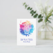 *~* Hamsa Hand Yoga Sacred Eye Waterverf Visitekaartje (Staand voorkant)