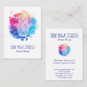*~* Hamsa Hand Yoga Sacred Eye Waterverf Visitekaartje (Voorkant / Achterkant)