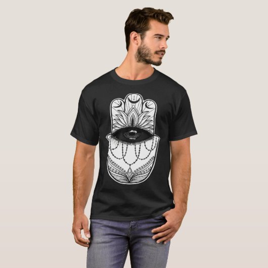 Hamsa Hand Yogi Hand Hams Amulet Good Luck Charm B T-shirt (Voorkant volledig)
