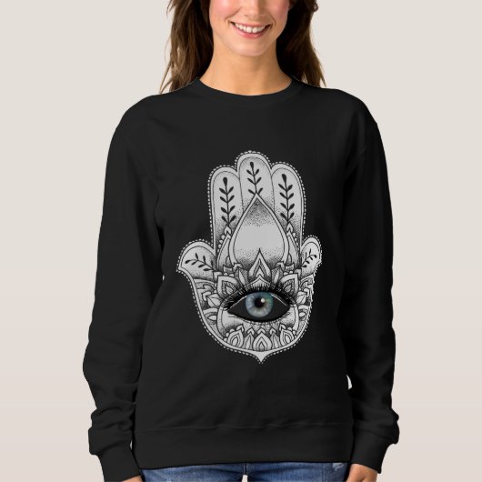 Hamsa Hand Yogi Hand Hams Amulet Good Luck Charm O Trui (Voorkant)