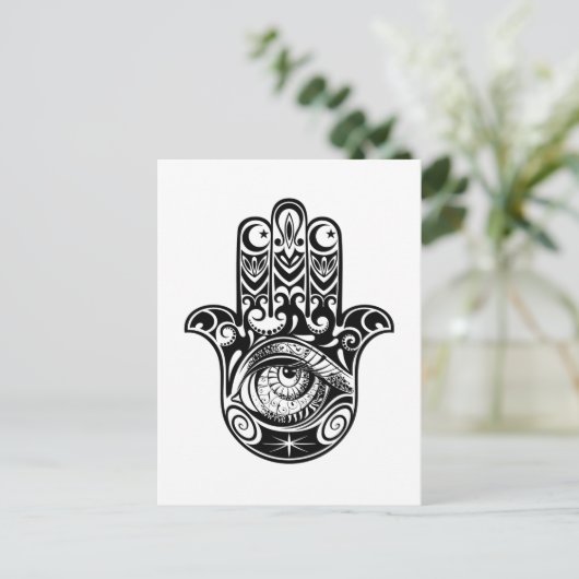 Hamsa Hand Zendoodle Briefkaart (Staand voorkant)